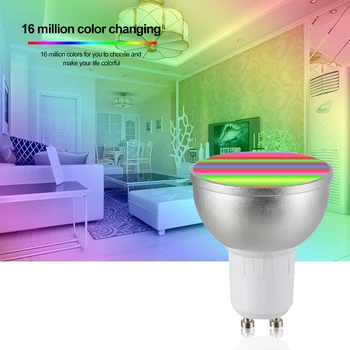 

LED Lamp LED Bulb AC85-265V 6W 4PCS RGBW WIFI Connected Intelligent Light Bulbs 16 Million Colors GU10 Base KTV Home Party Deco