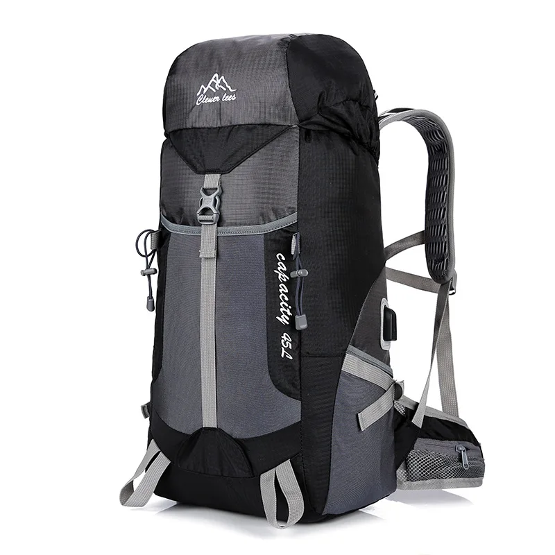 HIGHSEE рюкзак Открытый спортивный рюкзак 45л USB походная сумка для путешествий походные рюкзаки мужские водонепроницаемые походные сумки - Цвет: BLACK