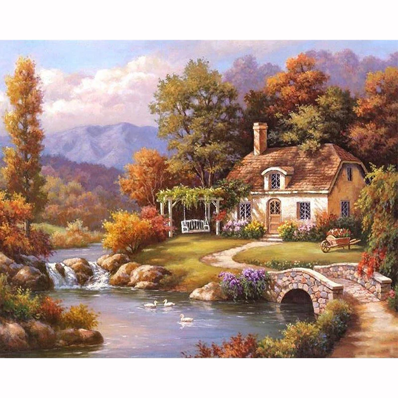 DIY 5D Diamonds Embroidery Diamond Painting Town Scenery Cross Stitch Craft Mosaic Picture Home Decoration | Дом и сад