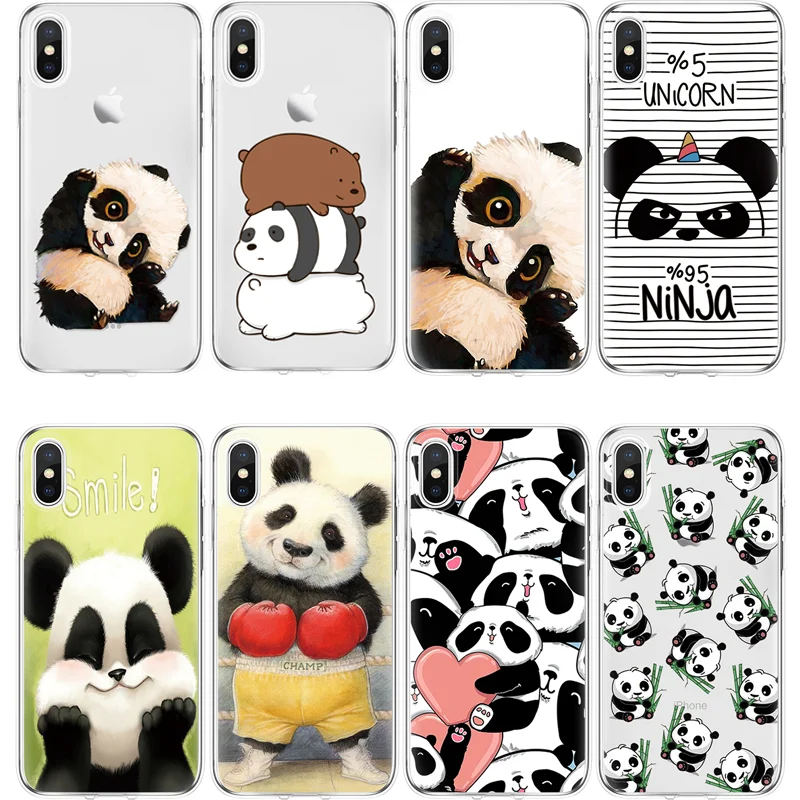 Panda TPU Case For iPhone 5S SE 6 6S 7 8 Plus X XR XS Max For Xiaomi Redmi S2 K20 7 6A Mi A1 A2 9 SE F1 Note 4X 5 6 7 Pro Funda