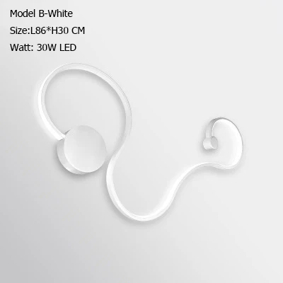 Model B White 30W Светодиодный настенный светильник/спальня/прикроватный/гостиная/Современный осветительный прибор светодиодный внутренний/черный/белый настенный светильник/лампы с регулируемой яркостью для дома - Цвет абажура: Model B White 30W