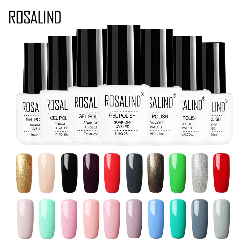 

ROSALIND Nail Gel 7ML White Bottle Pure Colors UV Gel Varnish Semi Permanant Soak-Off Nail Art Manicure Gel Nail Polish