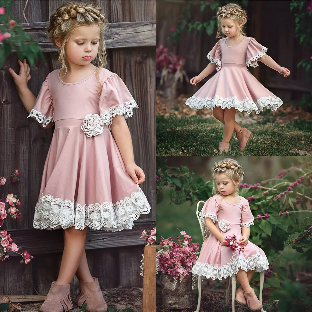 Милое платье для маленьких девочек милое праздничное платье принцессы Кружевное платье-пачка с рукавами-крылышками на свадьбу