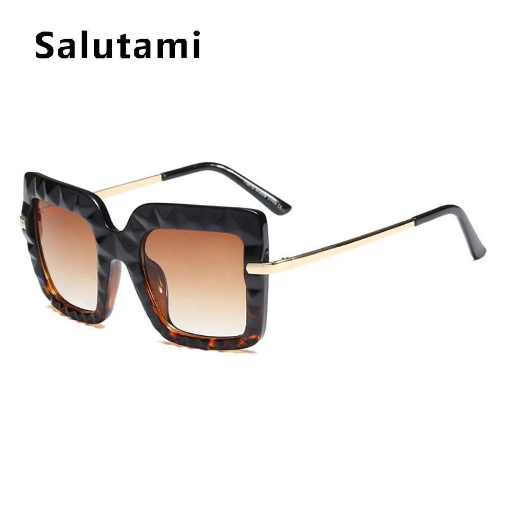 Необычные Черные Квадратные Солнцезащитные очки для женщин, роскошные брендовые винтажные большие солнцезащитные очки с большой оправой, мужские очки Uv400, сплав, оттенки - Цвет линз: black leopard