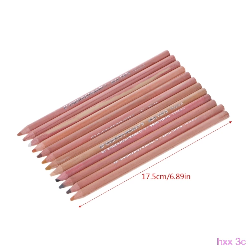 

New 12Pcs Professional Soft Pastel Pencils Wood Skin Tint Pastel Colored Pencil