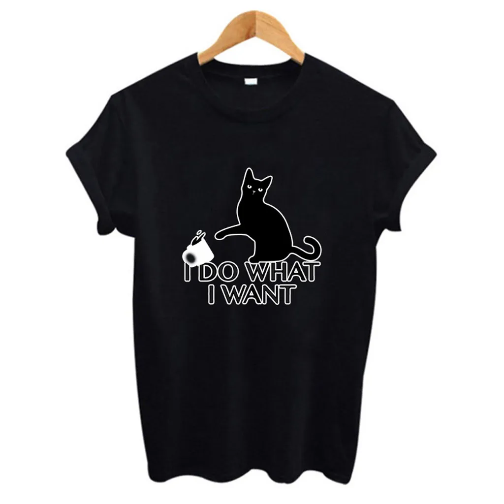 

women t-shirt Summer Vintage Cat Print Tee Shirt Short Sleeve T-shirts Top 2019 summer casual tshirt femme woman tee shirt femme