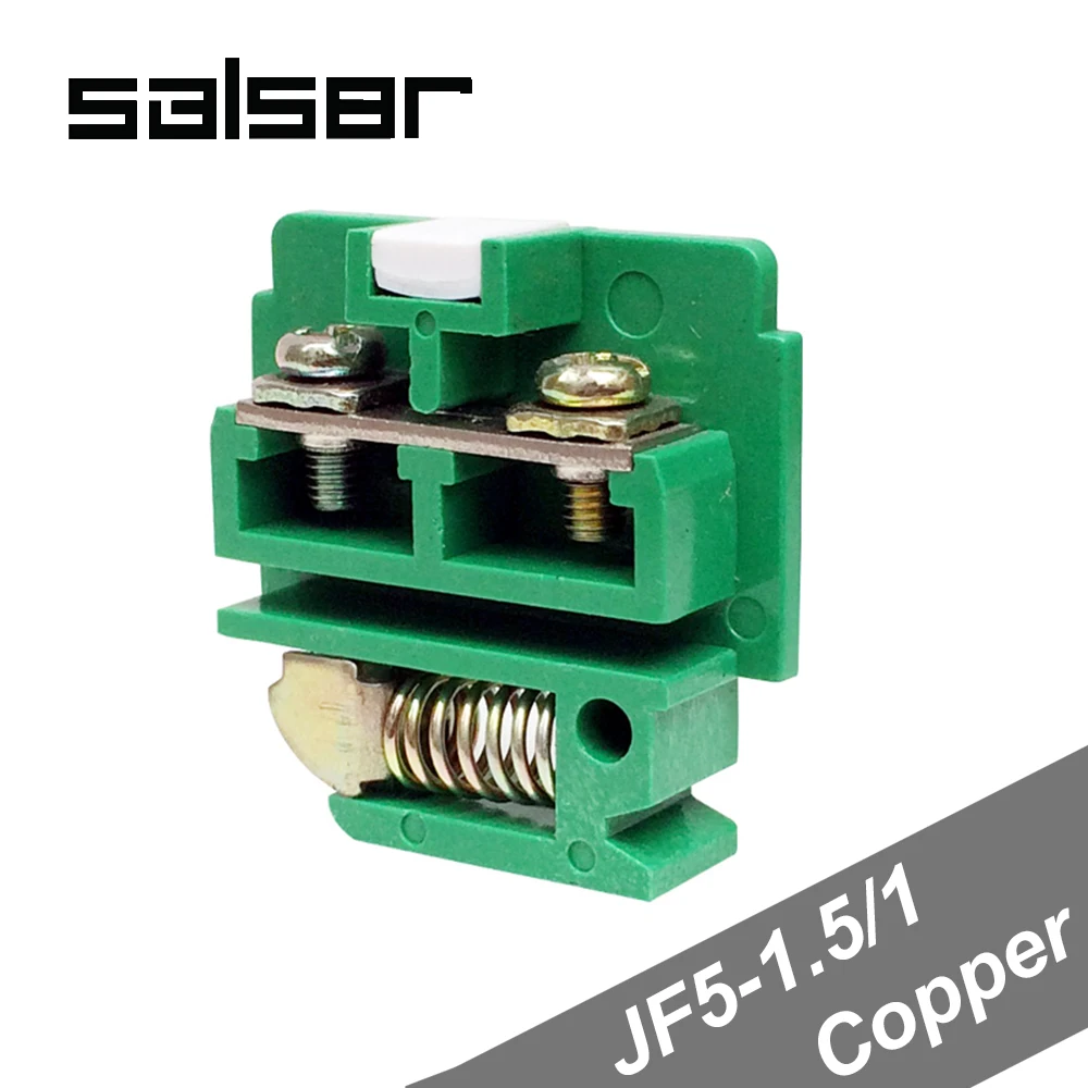 

(50PCS) JF5-1.5/1 Copper Terminal blocks 10A/1P 660V Universal DIN Rail Mounted 0.5-1.5mm2 Wire screws connector