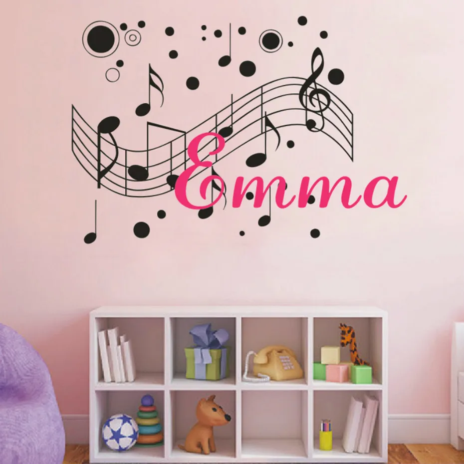 

Musical Notes Customized Name Wall Stickers Monogram Wall Decal Boys Girls Nursery Room Vinyl Music Graphics Bedroom Home Decor