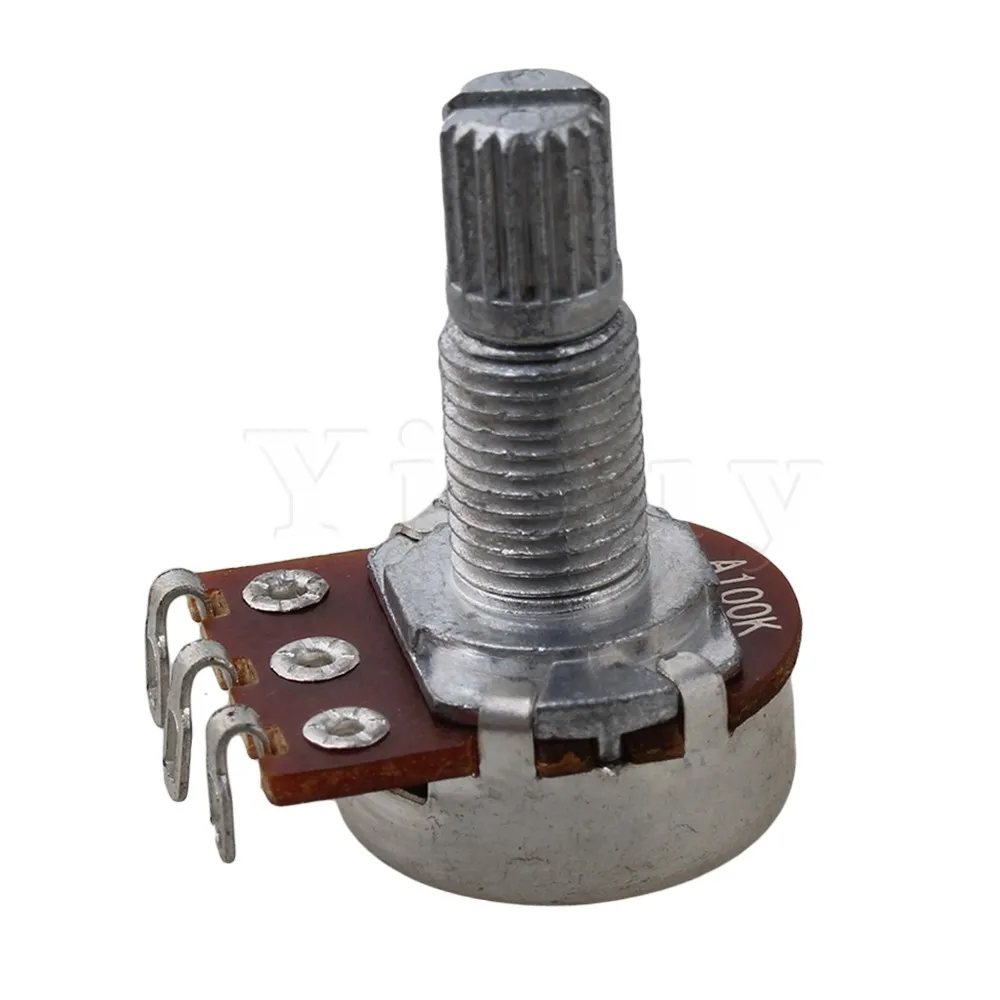 Yibuy прочный A100K ohm аудио тональный потенциометр для гитары 16 мм базовый набор