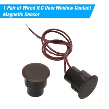 1 Pair of Wired N.C Door Window Contact Magnetic Sensor Intrusion Detector Reed Switch Alarm Brown
