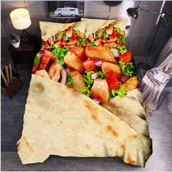 

Creative 3D Bedding Set Burger/flying Cake/chicken Roll/salad Pattern Duvet Cover Set Comforter Cover Set Food Queen King Size