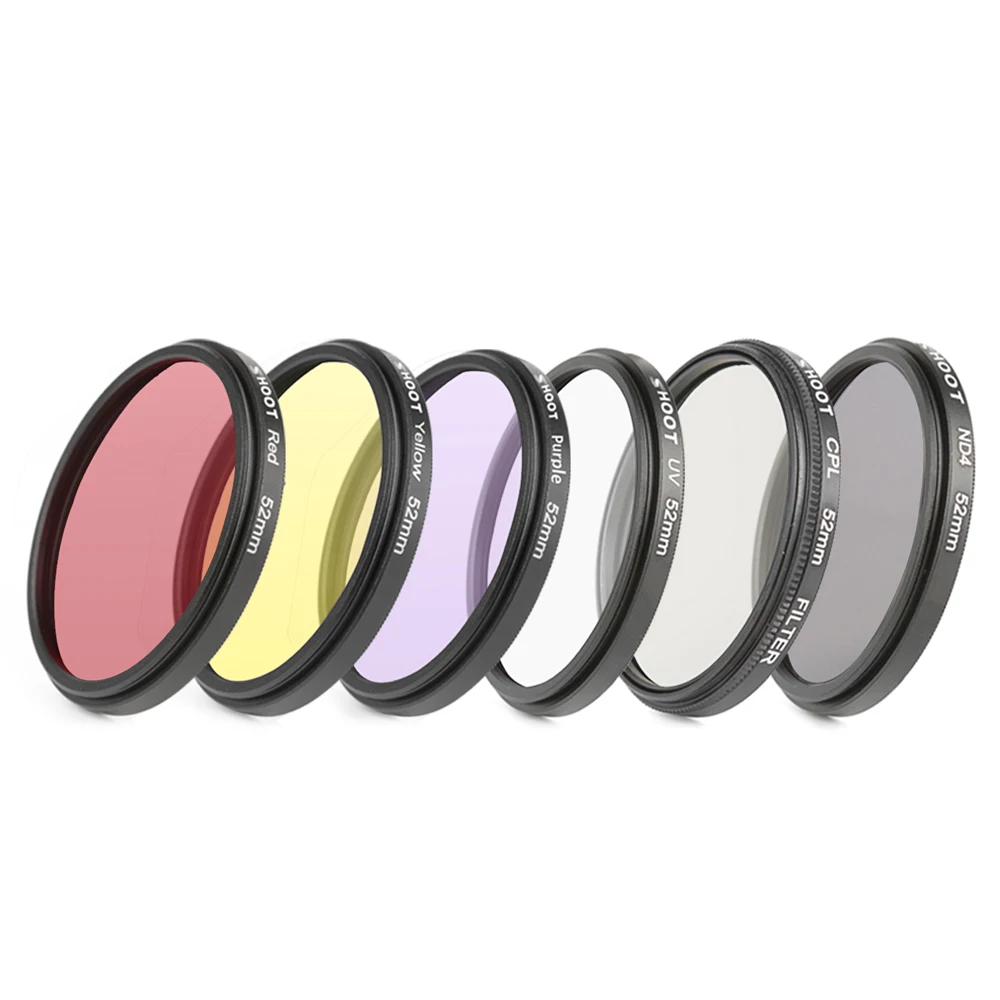 

52mm Red Yellow Purple CPL ND UV Filter UV Protected+Adapter Ring For GoPro Hero 6 5 Waterproof Housing Case Diving Accessories