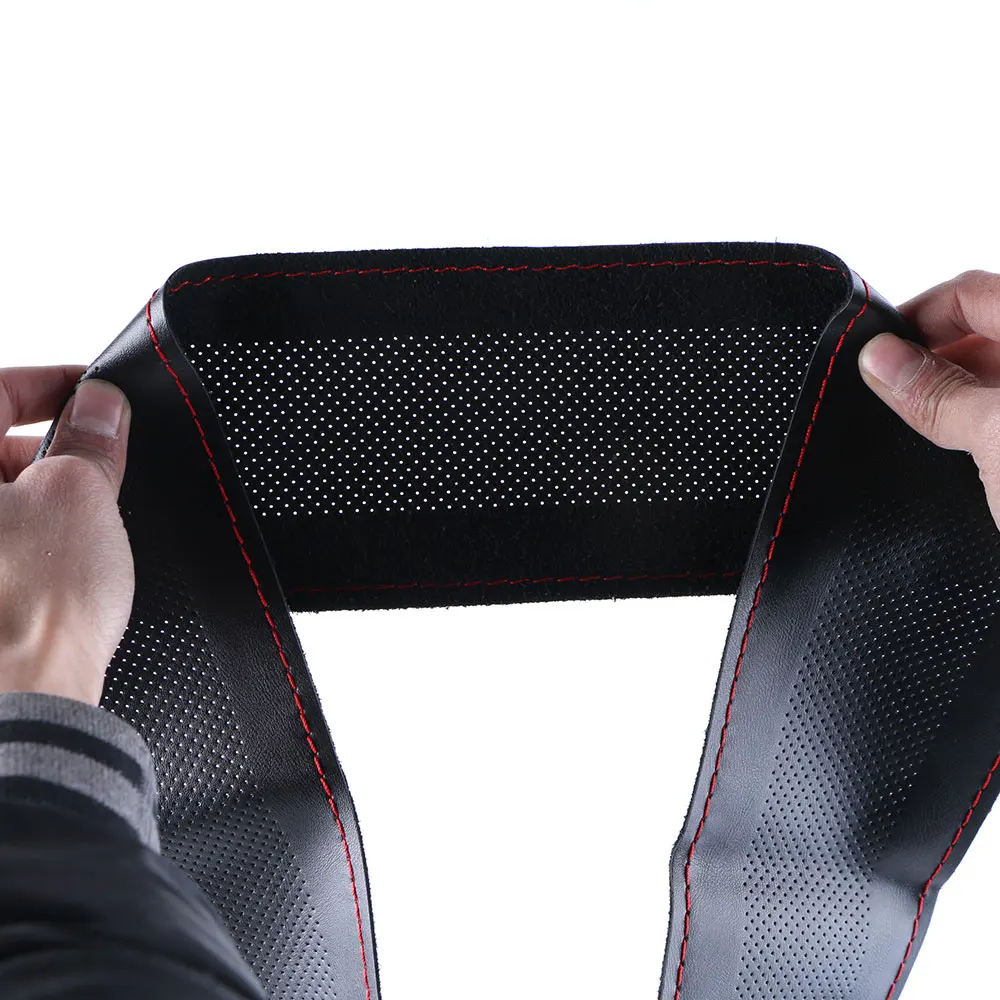 Genuine Leather Steering Wheel Cover Breathable Design Auto Steering-Wheel Braid Case fit car suv diameter 36cm 38cm 40cm steering wheel cover