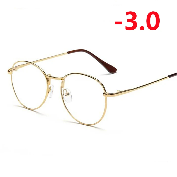 Myopia 300 1-1,5-2-2,5-3-3,5-4 готовые очки для близорукости для женщин и мужчин короткий прицел металлическая оправа для очков Близорукость очки с градусом - Цвет оправы: Myopia 300