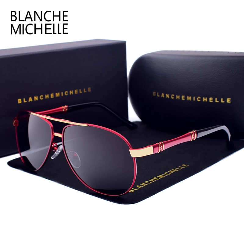Blanche Michelle 2019 Pilot Sunglasses Men polarized UV400 Sun Glasses Men's Driving oculos Alloy Male gafas de sol With Box