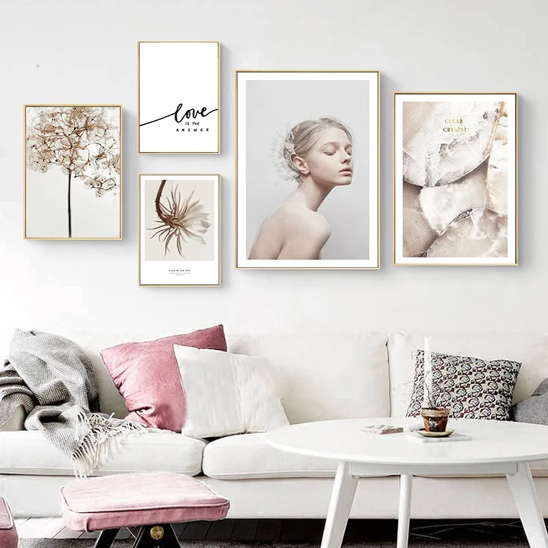 

Simple Nordic flower figure beautiful painting living room decoration painting bedroom modern art wall decoration painting
