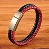 Men’s Vintage Red Genuine Leather Double Layer Charm Bracelet Budget Friendly Accessories
