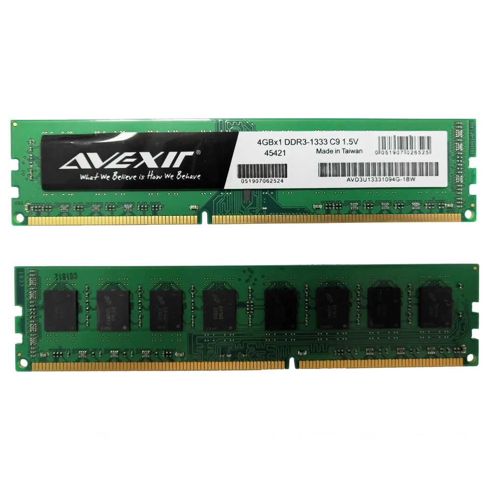 AVEXIR Оперативная память DDR3 4 GB/8 GB памяти частота 1333/1600 MHz 1,5 V рабочего памяти Тип интерфейса 240pin 11-11-11-28 CL = 11 один Оперативная память s