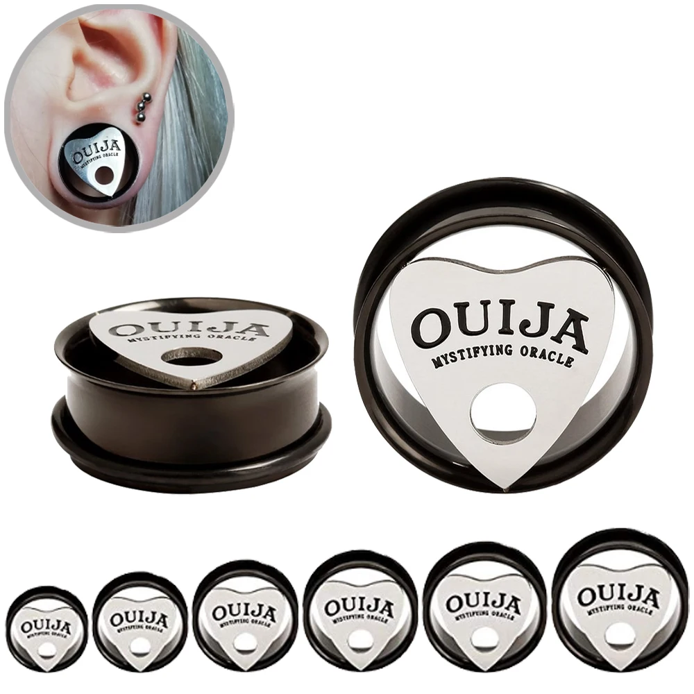 

Pair Anodized Black 316l Surgical Steel Ouija Eyelet Flared Flesh Tunnel Ear Plug Gauges Earrings Hollow Plug Expander 10mm-30mm