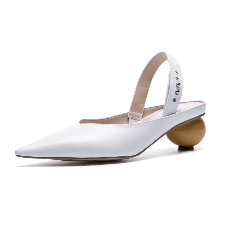 Lapolaka/ г., новые Брендовые женские туфли с острым носком и ремешком на пятке туфли из натуральной кожи на высоком каблуке женские туфли-лодочки женская обувь на необычном каблуке