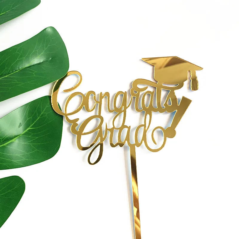 Golden hat Above 1 шт Выпускной сезон Топпер для торта Выпускной торт украшение вставка Выпускной вечерние украшения торта Alec материал, Q - Цвет: Golden hat Above