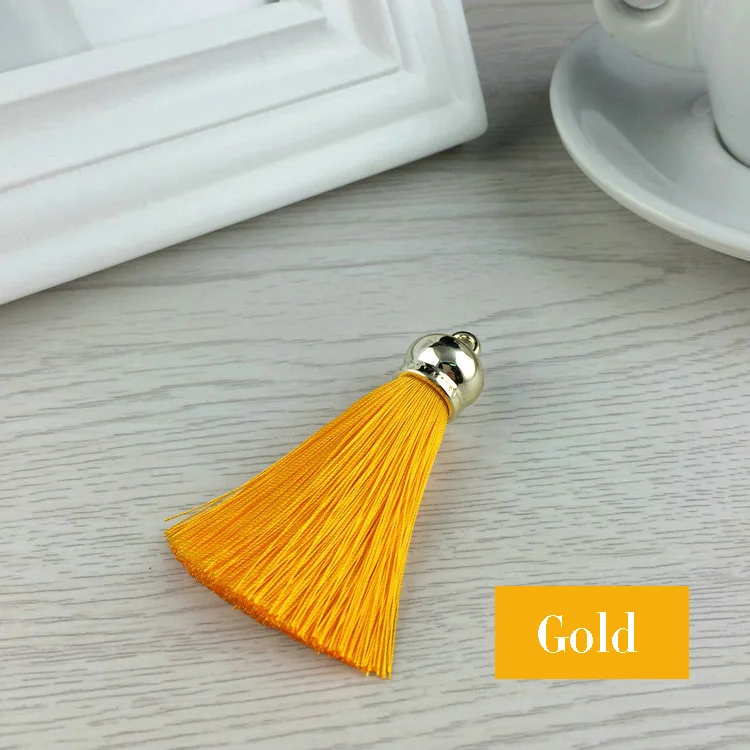 Шелковых кисточек брелок для Для женщин DIY кисточка Шарм для ключей брелок для ключей для изготовления ювелирных изделий Accessiories брелок в подарок - Цвет: Gold