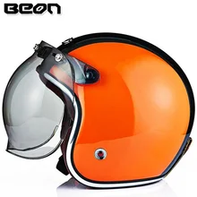 Spedizione gratuita 1 pz 3/4 Open Face Vintage Vetroresina Caschi Flip Up Lente Bolla Retro Scooter Testa Protezione Caschi Da Moto