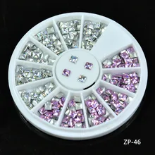 1 коробка Новинка лазер розовый серебряный 1 колесо заклепки шипы для ногтей 3*3 мм квадратные Стразы для маникюра украшения ногтей, L44-IO141441