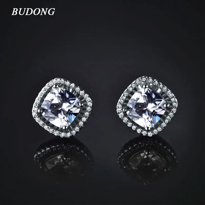 

BUDONG Fashion Women AAA+ Stud Earring Silver Color Earrings Stud Earrings Earings Party Fashion Brincos Ouro Jewelry XUE047