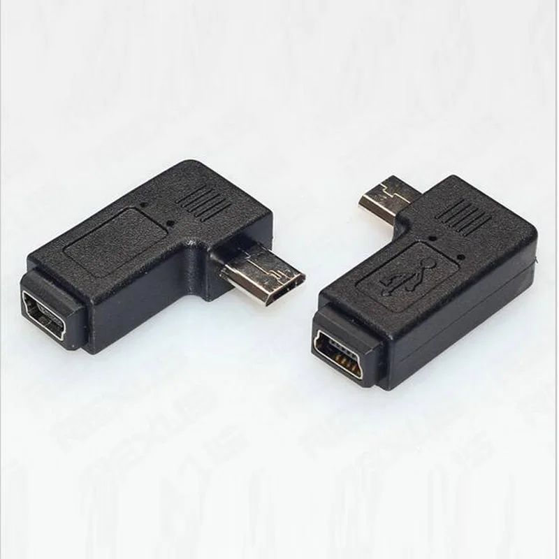 Micro usb штекер для мини-usb Женский 90 270 градусов угол конвертер Разъем синхронизации данных зарядное устройство адаптер для планшетов телефонов кабель