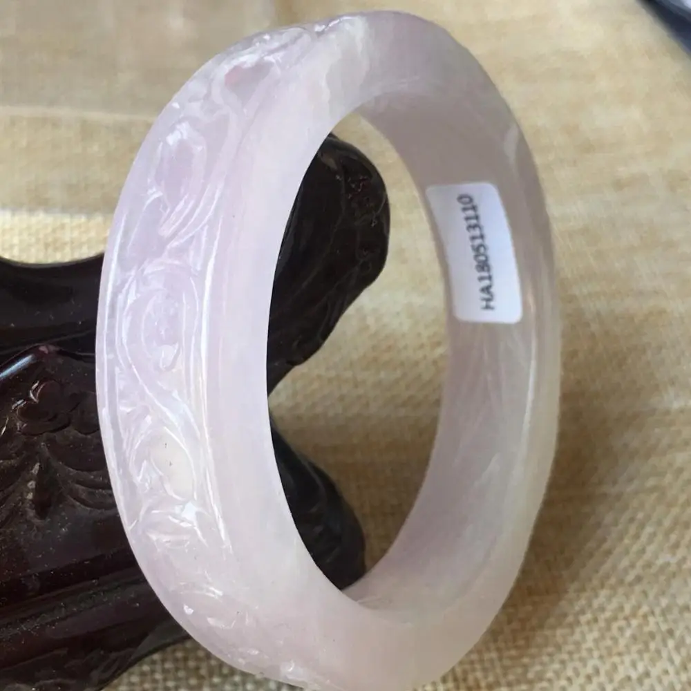 

57mm Certified (Grade A) Natural stoneite hand-carved flower design bracelet 3110