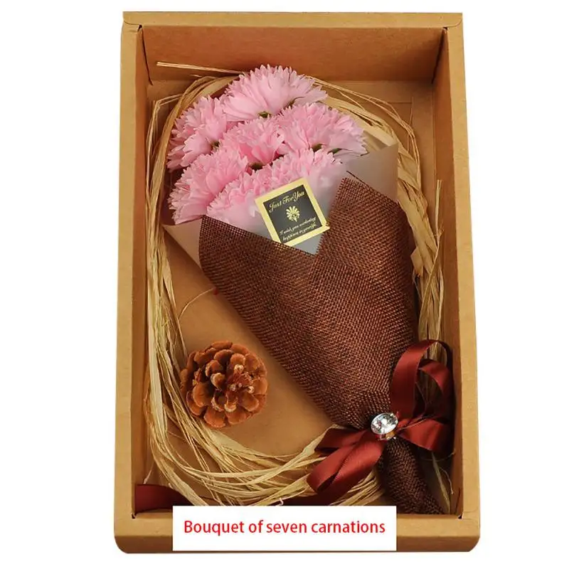 

Best Gift for Mother's Day Mom Birthdays Gift Soap Flower Bouquet Artificial Carnation Flower In Gift Box