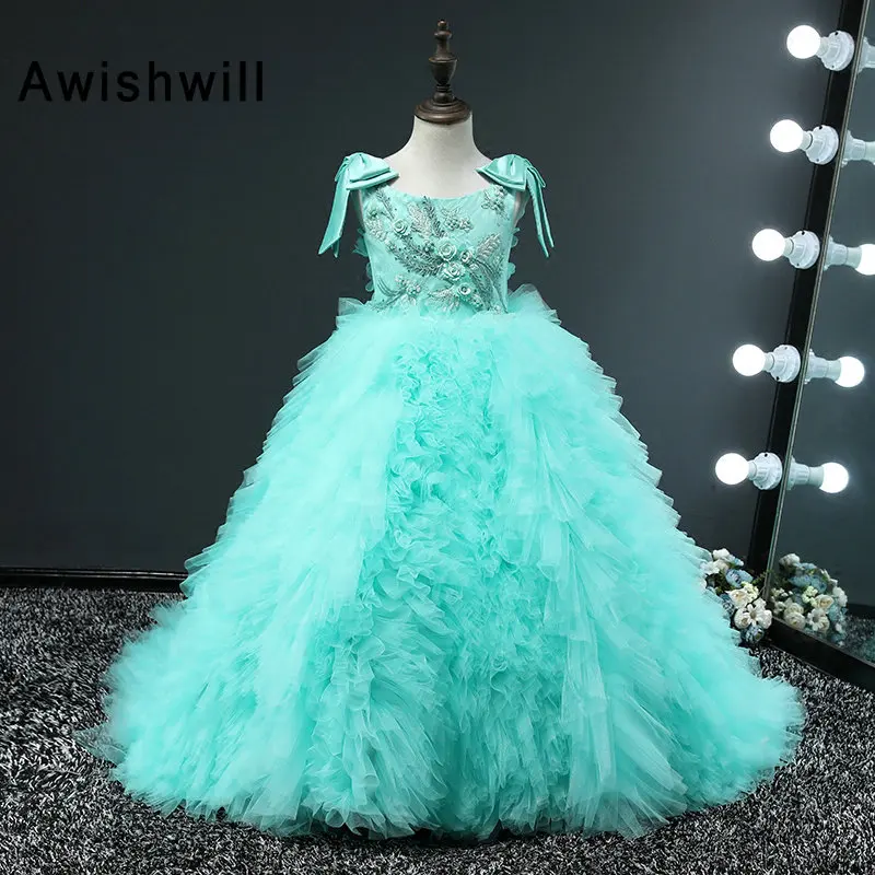 turquoise flower girl dresses