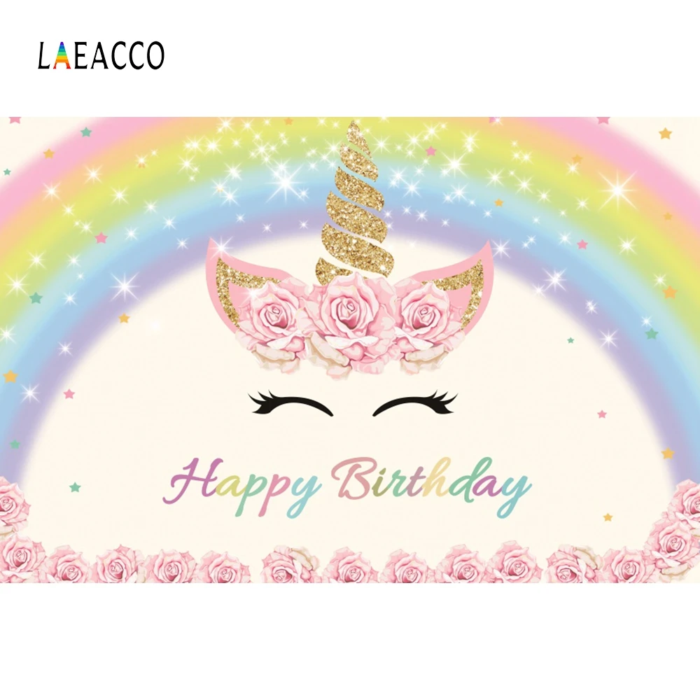 Laeacco Unicorn Party Flower Portrait Scene Baby Photography Backgrounds Customized Photographic Backdrops For Photo Studio Laeacco Unicorn Party Flower Portrait Scene Baby Photography Backgrounds Customized Photographic Backdrops For Photo Studio