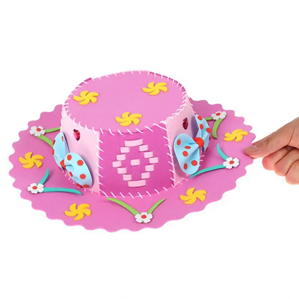 

1pc Creative Kids Craft DIY EVA Weaving Hat Montessori Toys for Children Cartoon Handmade Cap Craft Kits Early Educational Toy
