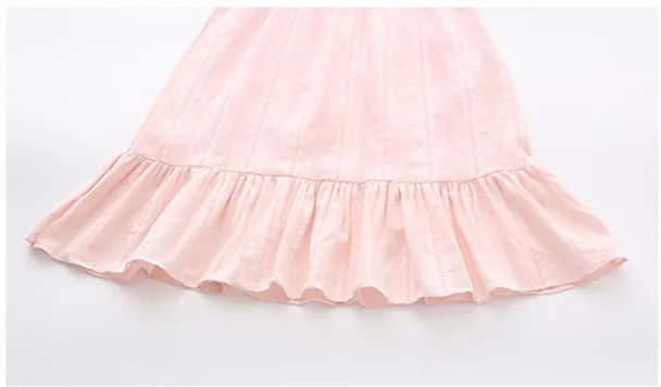 Коллекция года, летнее пляжное платье с открытыми плечами для девочек и подростков возрастом от 4 до 14 лет, белое и розовое платье с оборками Детские платья принцессы без рукавов