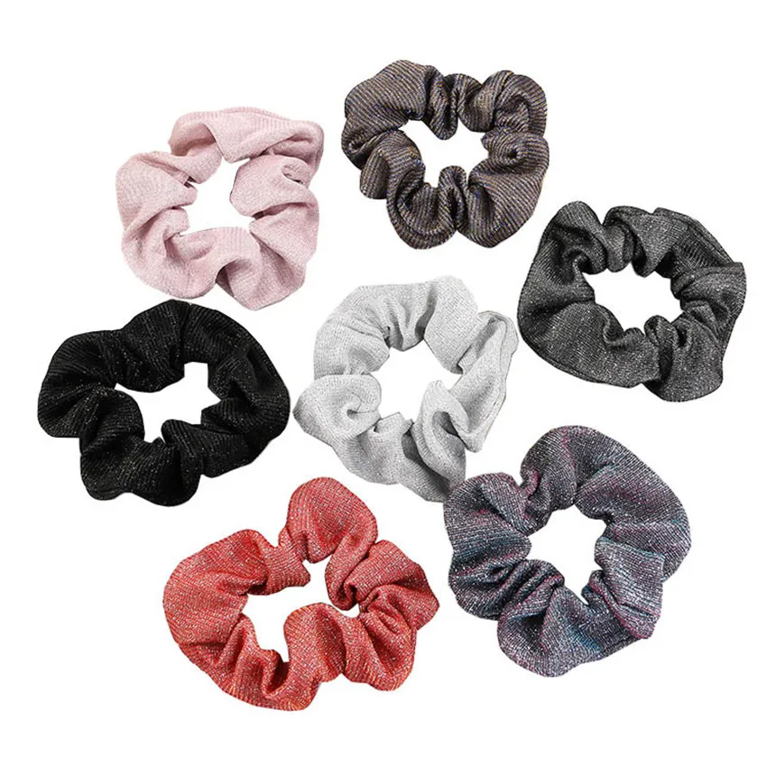 

Glitter Metalic Scrunchies Elastic Ponytail Holder For Women Shiny Rubber Band Girls Hair Tie Hair Accessoires Gum for Hair
