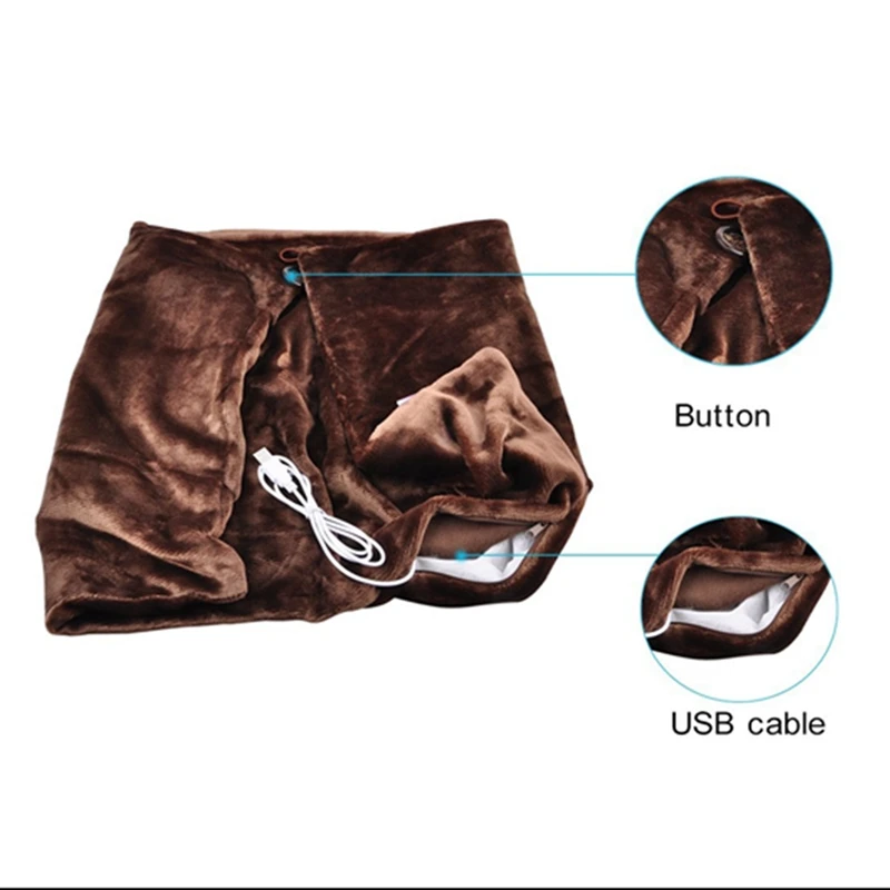 Warmtoo 45x80cm USB Powered Soft Heated Shawl 5V Winter Car Home Electric Warming Heating Blanket Pad Mobile Heating Shawl