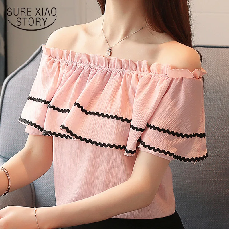 women blouses ruffles slash neck off shoulder top white chiffon blouse women tops camisas mujer womens tops and blouses 4078 50 women blouses ruffles slash neck off shoulder top white chiffon blouse women tops camisas mujer womens tops and blouses 4078 50