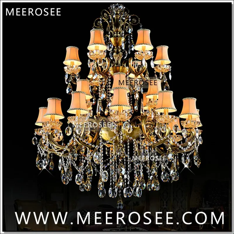 

Large 3 Tiers 24 Arms Crystal Chandelier Light Fixture Antique Brass Luxurious Crystal Lustre Lamp MD8504 L24 D1150mm H1400mm