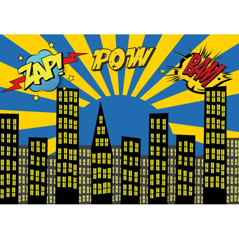 Vinilo fotografía Fondo ZAP POW BAM Superhero niños