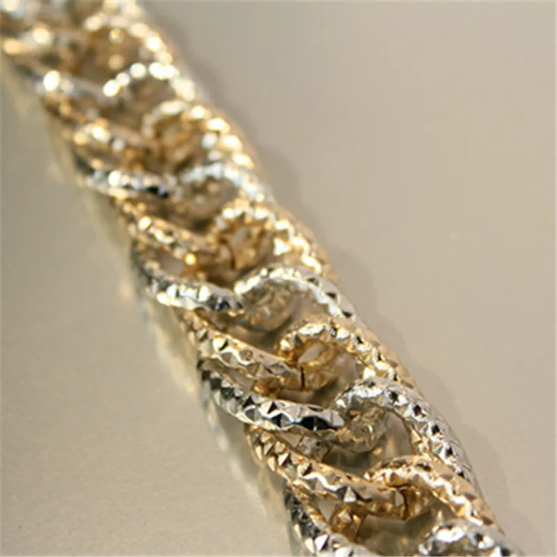 70cm Chunky Silver and Gold Chain,Twisted Pave Aluminum Chain with