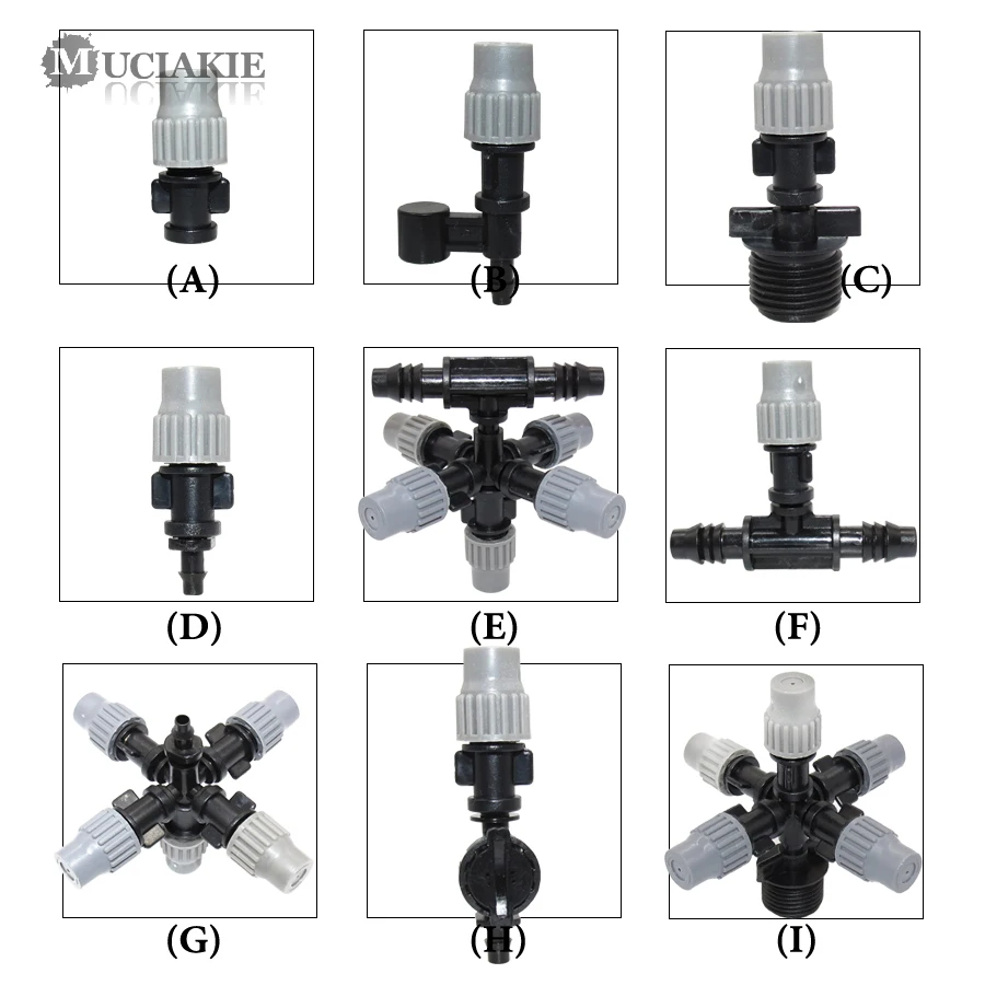 

MUCIAKIE 10 Types of Misting Sprinkler Misting Nozzle Atomizer Cooling System Garden Irrigation Shower Nozzle with Adapters