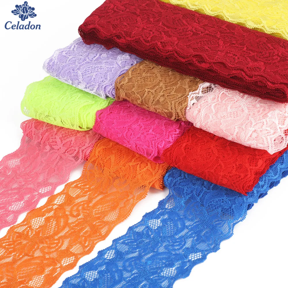 5 Yards/lot 18 Colors Elastic Lace Ribbon Trim Fabric 8cm width For DIY Garment Accessories Sewing Wedding Decoration | Дом и сад