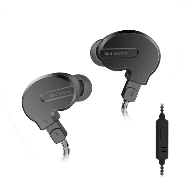 black with mic BQEYZ KB1 2DD+ 1BA Гибридный привод металлический в ухо наушник HIFI монитор DJ наушники для бега гарнитура 2Pin вкладыши с микрофоном KC2 - Цвет: black with mic