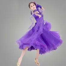 10 colors women big swing Modern dance costumes female sequined purple/blue waltz/tango/foxtrot/quickstep competition dress