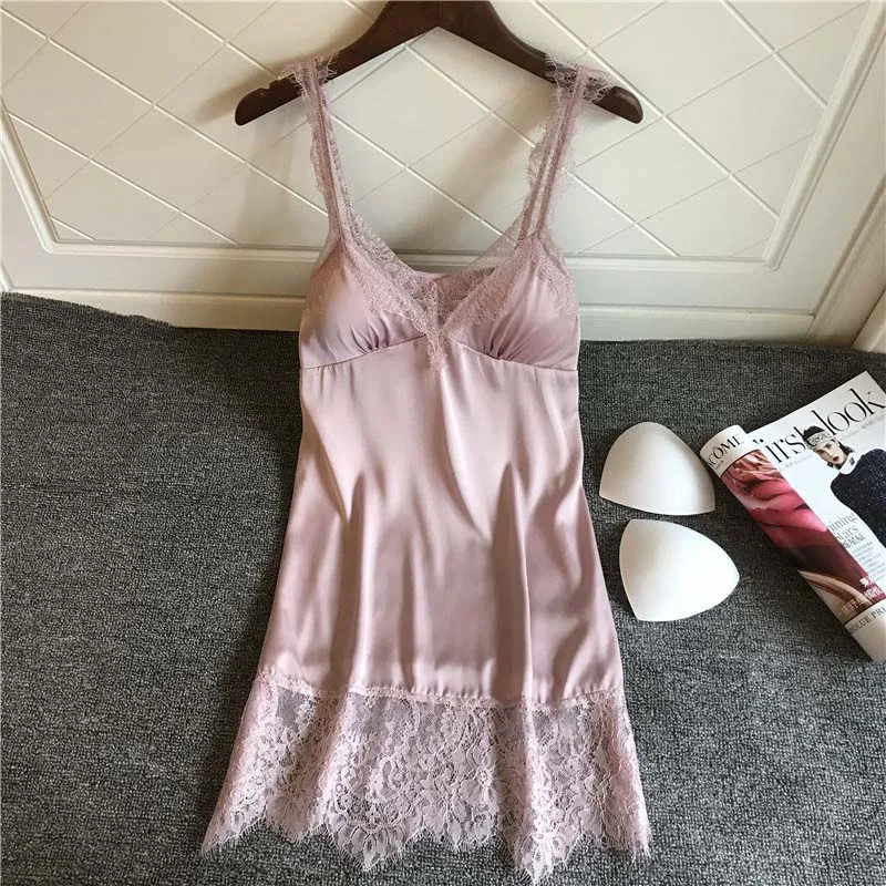 Летний женский халат, сексуальное нижнее белье, шелковый атлас размера плюс ночной халат, набор для отдыха, одежда для дома - Цвет: pink