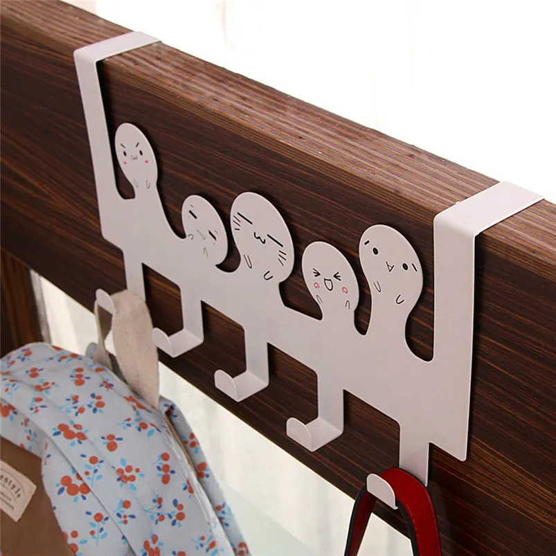 Cartoon Over-The-Door Hook Rack 5 Hooks Hanger Storage Holder Hanging Coat Hat Home Storage Decortion Cocina 30MR1208