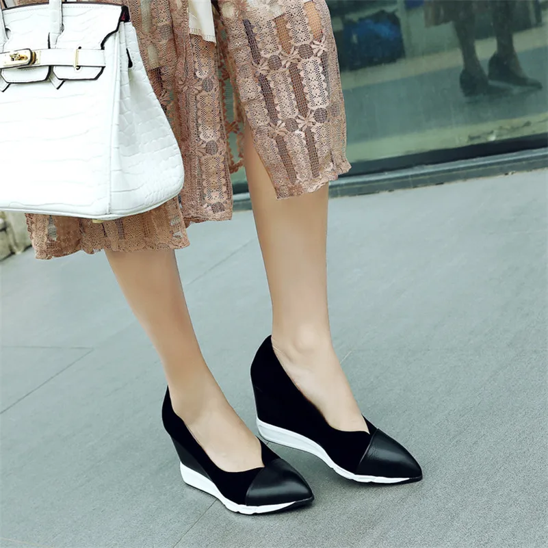 CONASCO Women Basic Pumps Wedges High Heels Casual Shoes Woman Sexy Patchwork Party Prom Pumps Ladies Platforms Office Pumps