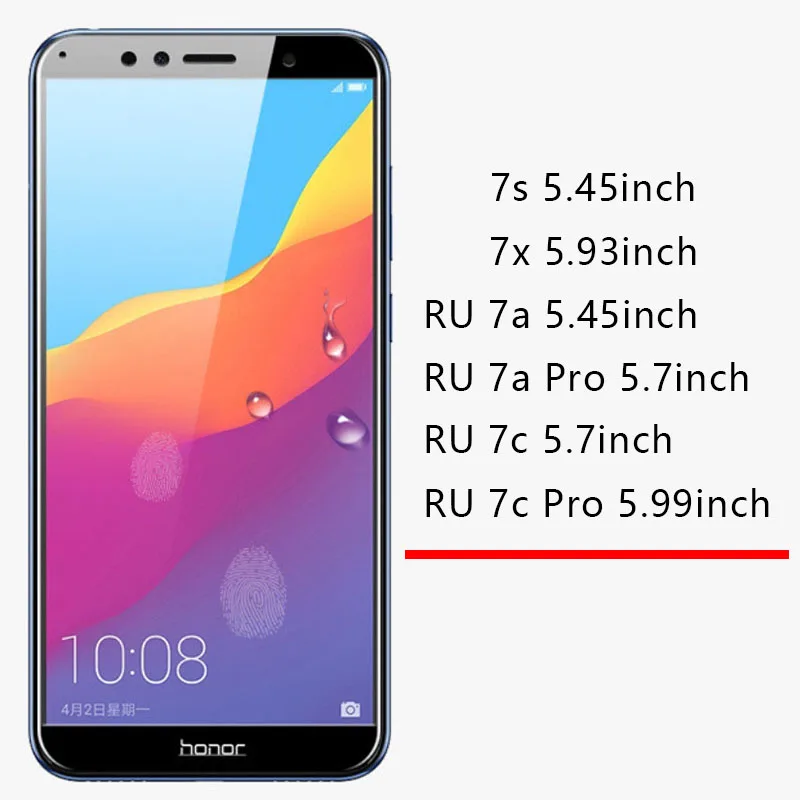 Защитное стекло для huawei Honor 7x7 s 7c 7a Pro закаленное защитное стекло для экрана A7 C7 S7 X7 7 A C S X 7apro 7cpro пленка